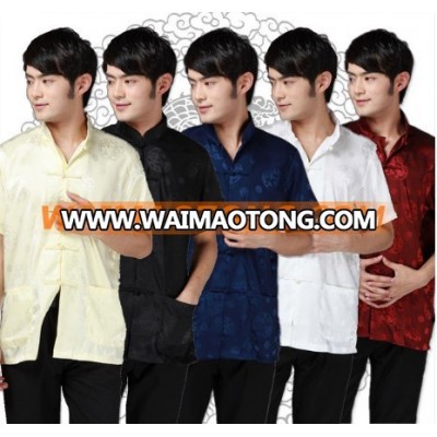 Men Chinese style collar short sleeve Chinese traditional clothing Tang suit Kung Fu shirt 5 colors