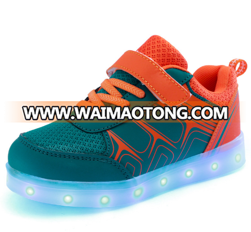 children USB charging Flash colorful luminous shoes for boys and girls led light shoes